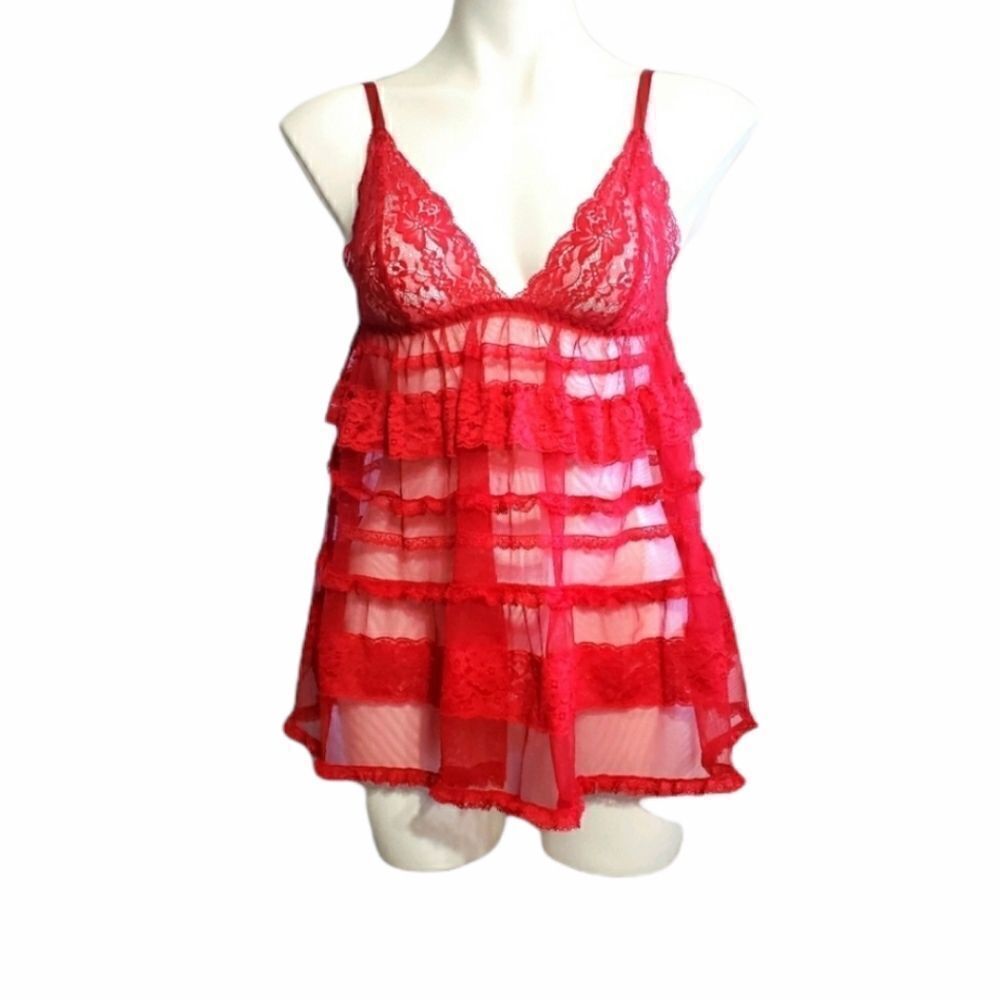 Victoria's Secret slip dress nighty  red Coquette S